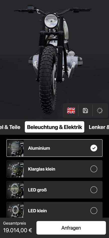 W&S Digitalagentur Projekt 3D Konfigurator WalzWerk Motorcycles Product Listing Mobile