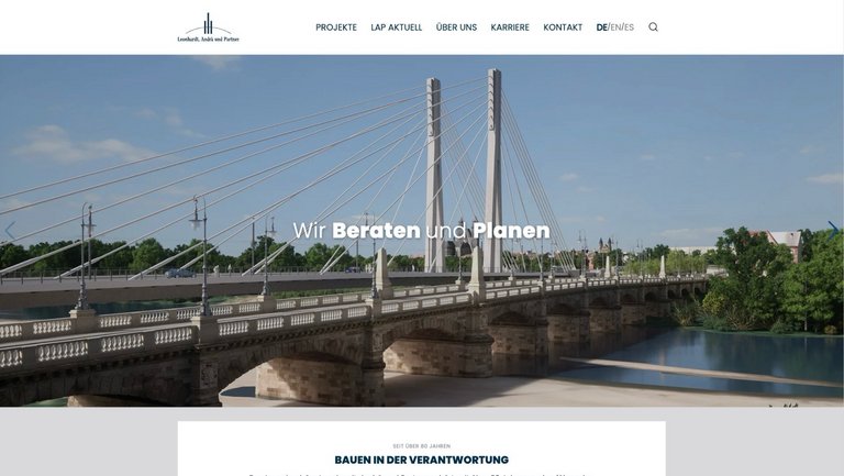 W&S Digitalagentur Projekt Website Relaunch Leonhardt, Andrä und Partner Startseite Desktop