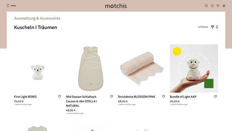 W&S Digitalagentur Projekt Shopware Shop Motchis Product Listing Desktop