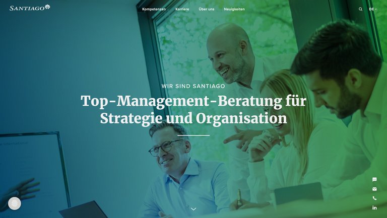 W&S Digitalagentur Projekt Website Relaunch Santiago Advisors Startseite Desktop