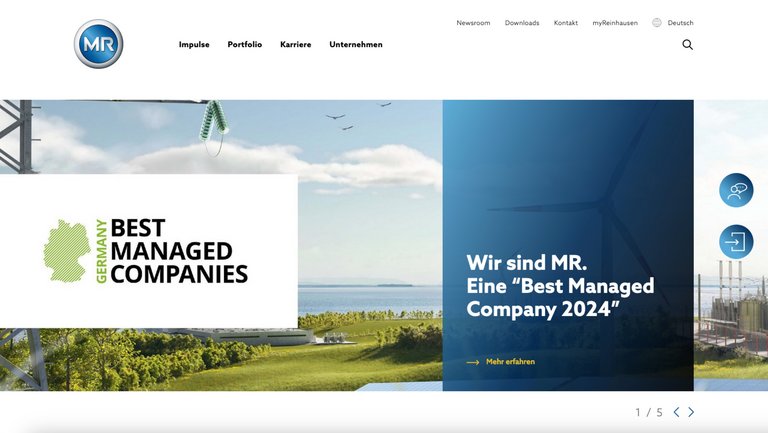 W&S Digitalagentur Projekt Website Relaunch Maschinenfabrik Reinhausen Startseite Desktop