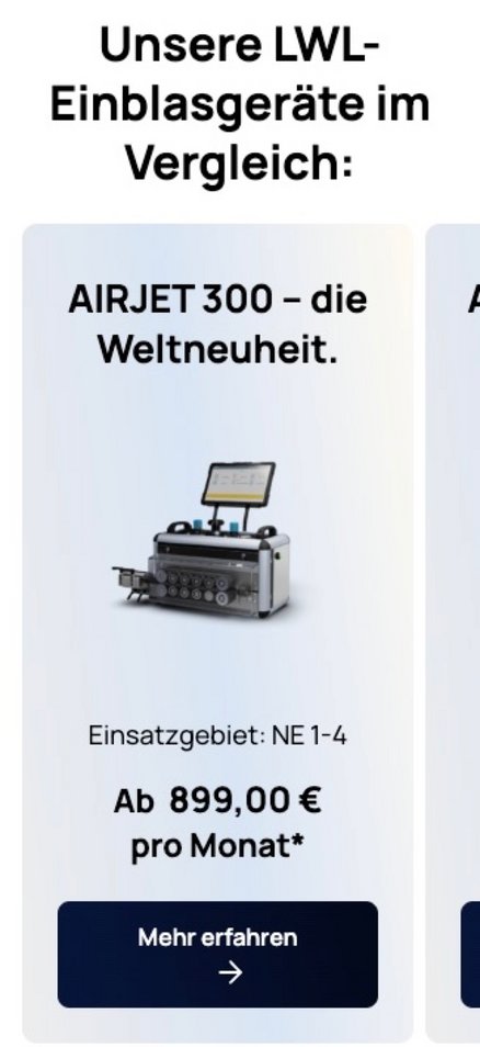 W&S Digitalagentur Projekt Website Relaunch AIRJET Product Listing Mobile