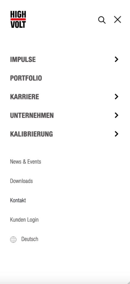 W&S Digitalagentur Projekt Website Relaunch Highvolt Navigation Mobile