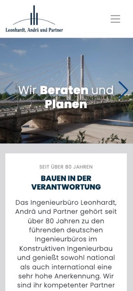 W&S Digitalagentur Projekt Website Relaunch Leonhardt, Andrä und Partner Startseite Mobile