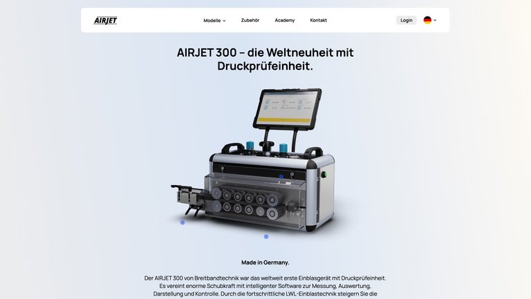 W&S Digitalagentur Projekt Website Relaunch AIRJET Produktdetailseite Desktop