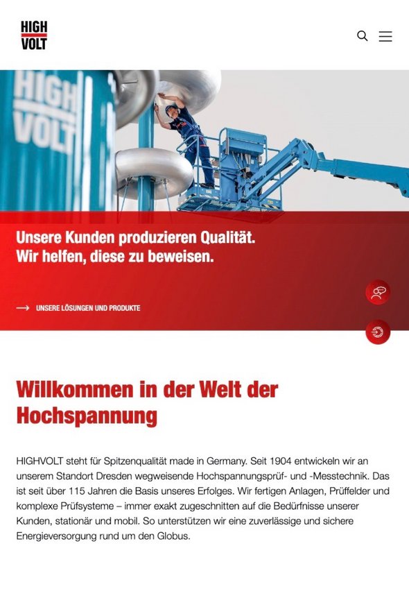 W&S Digitalagentur Projekt Website Relaunch Highvolt Startseite Tablet