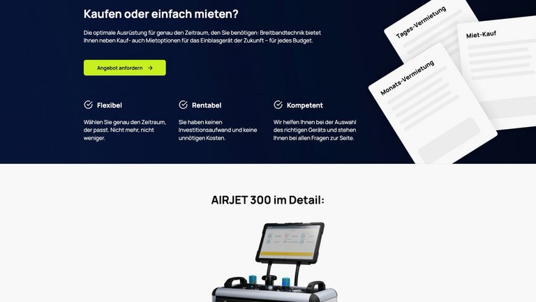 W&S Digitalagentur Projekt Website Relaunch AIRJET Produktdetailseite Desktop