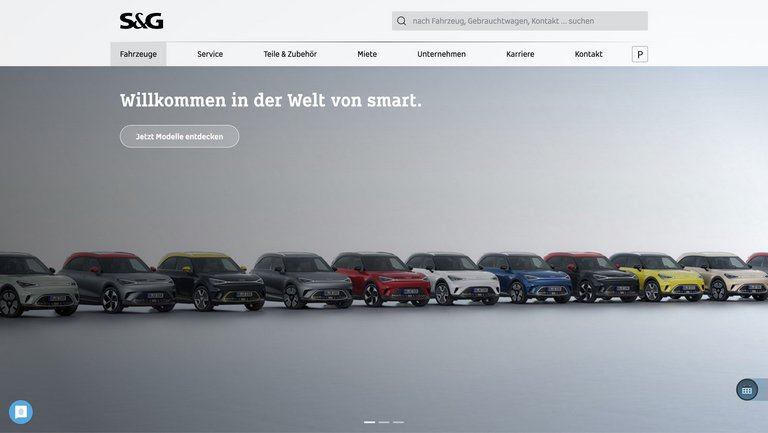 W&S Digitalagentur Projekt Website Relaunch S&G Automobil Startseite Desktop