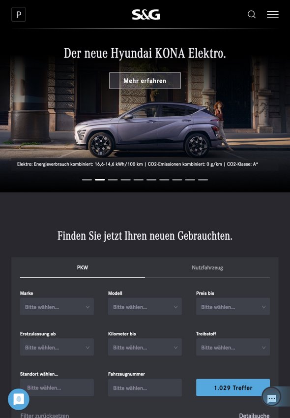 W&S Digitalagentur Projekt Website Relaunch S&G Automobil Kategorieseite Tablet