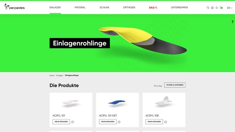 W&S Digitalagentur Projekt Website Relaunch Perpedes Product Listing Desktop