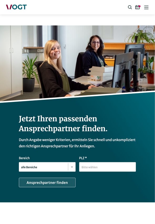 W&S Digitalagentur Projekt Website Relaunch Vogt Kontaktseite Tablet